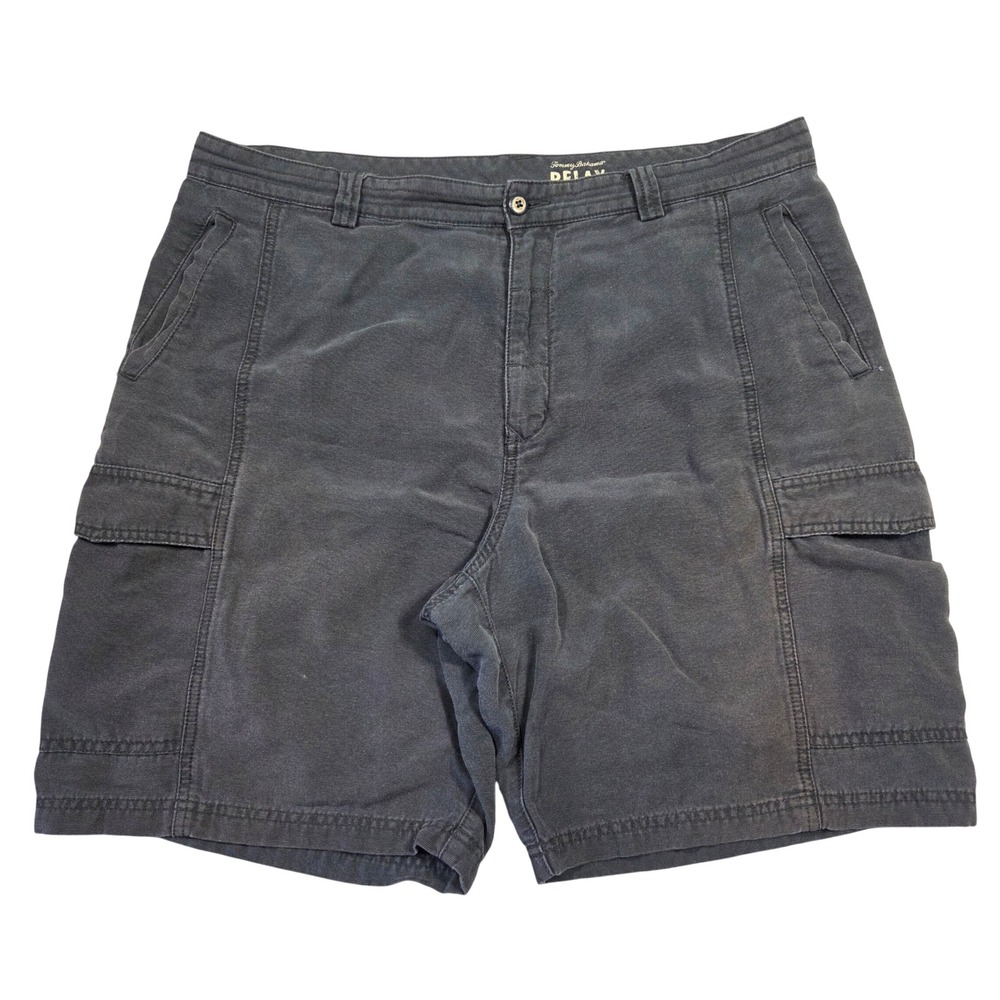 Tommy Bahama Relax Mens 38 Cargo Shorts Faded‎ Black Tencel Cotton Resort Casual